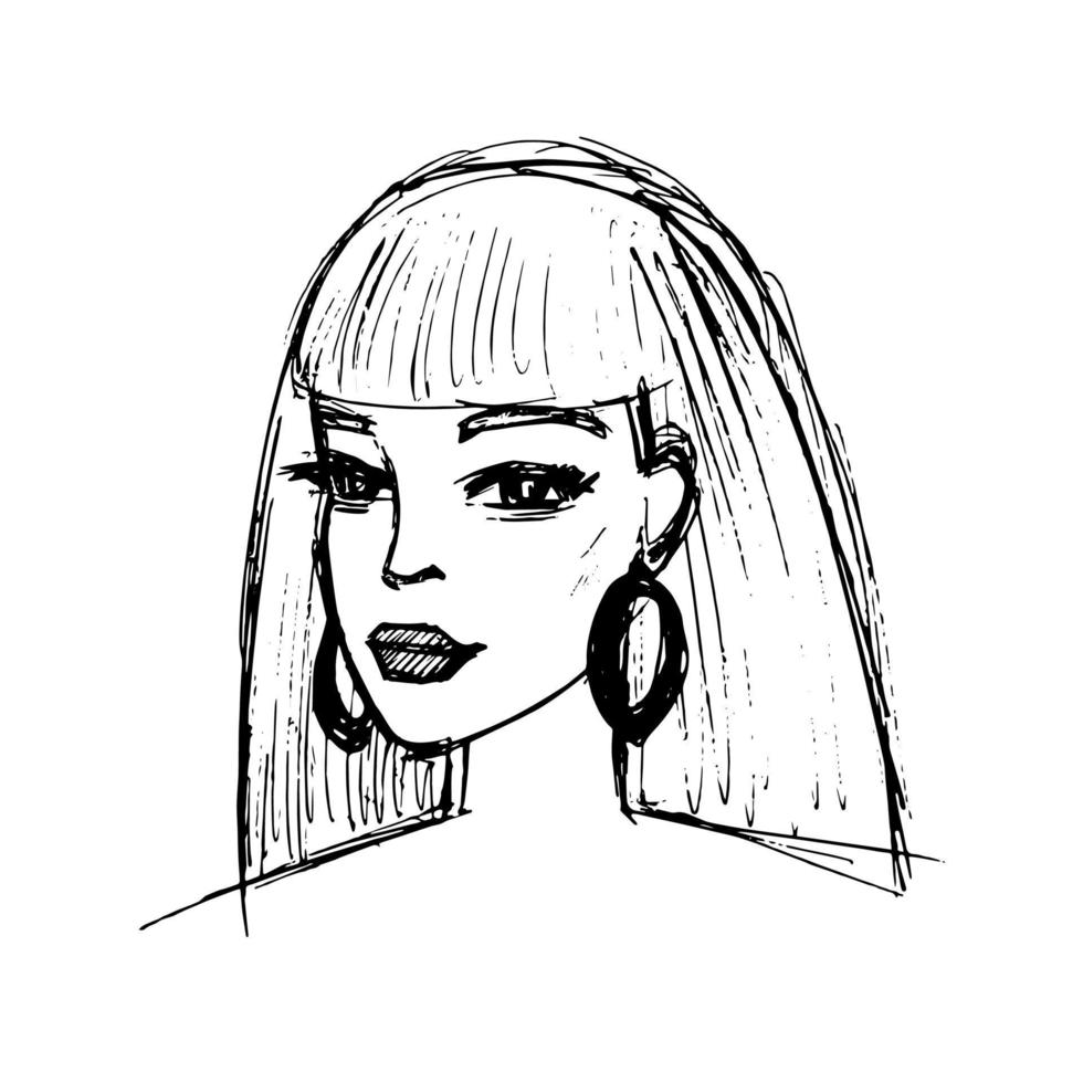 logo de visage de fille pour salon de beauté. portrait d'un dessin vectoriel de jeune femme sur fond blanc. belle coiffure féminine