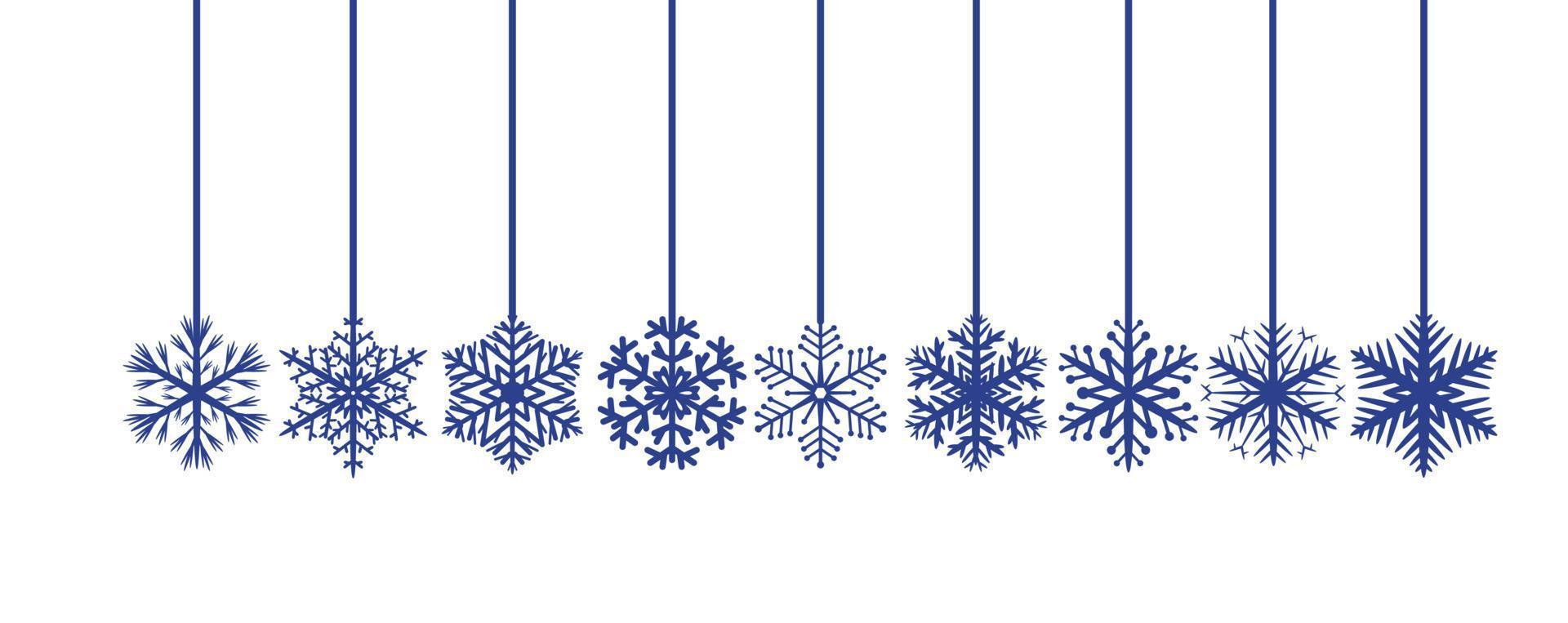 ensemble de flocons de neige bleus décoratifs vecteur