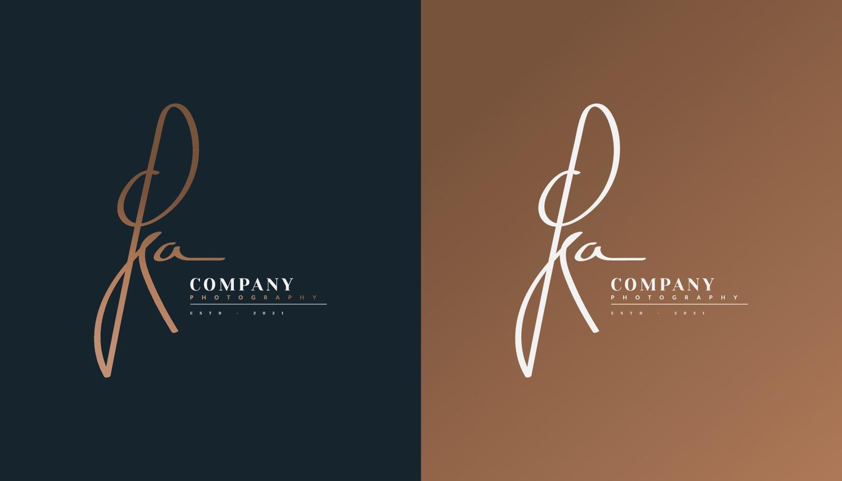 k initial et un logo avec un style d'écriture élégant. logo ou symbole de signature ka pour l'identité de l'entreprise vecteur