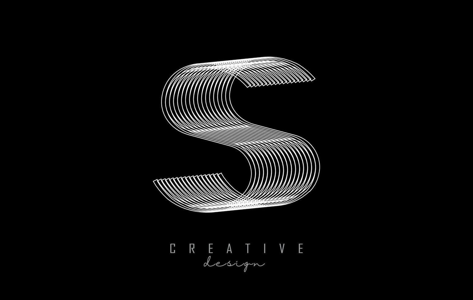 logo de la lettre s lignes blanches. conception d'illustration vectorielle de ligne créative avec effet 3d. vecteur