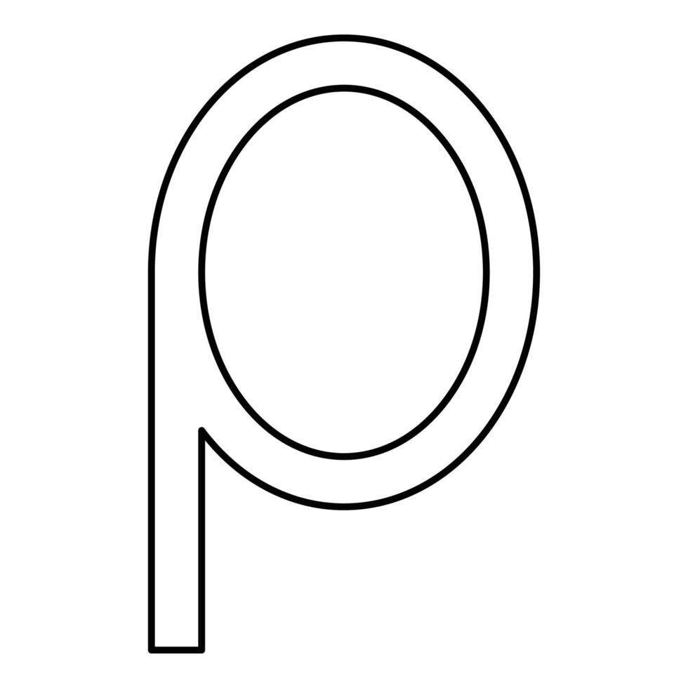 rho grec symbole petite lettre minuscule police icône contour noir couleur illustration vectorielle image de style plat vecteur