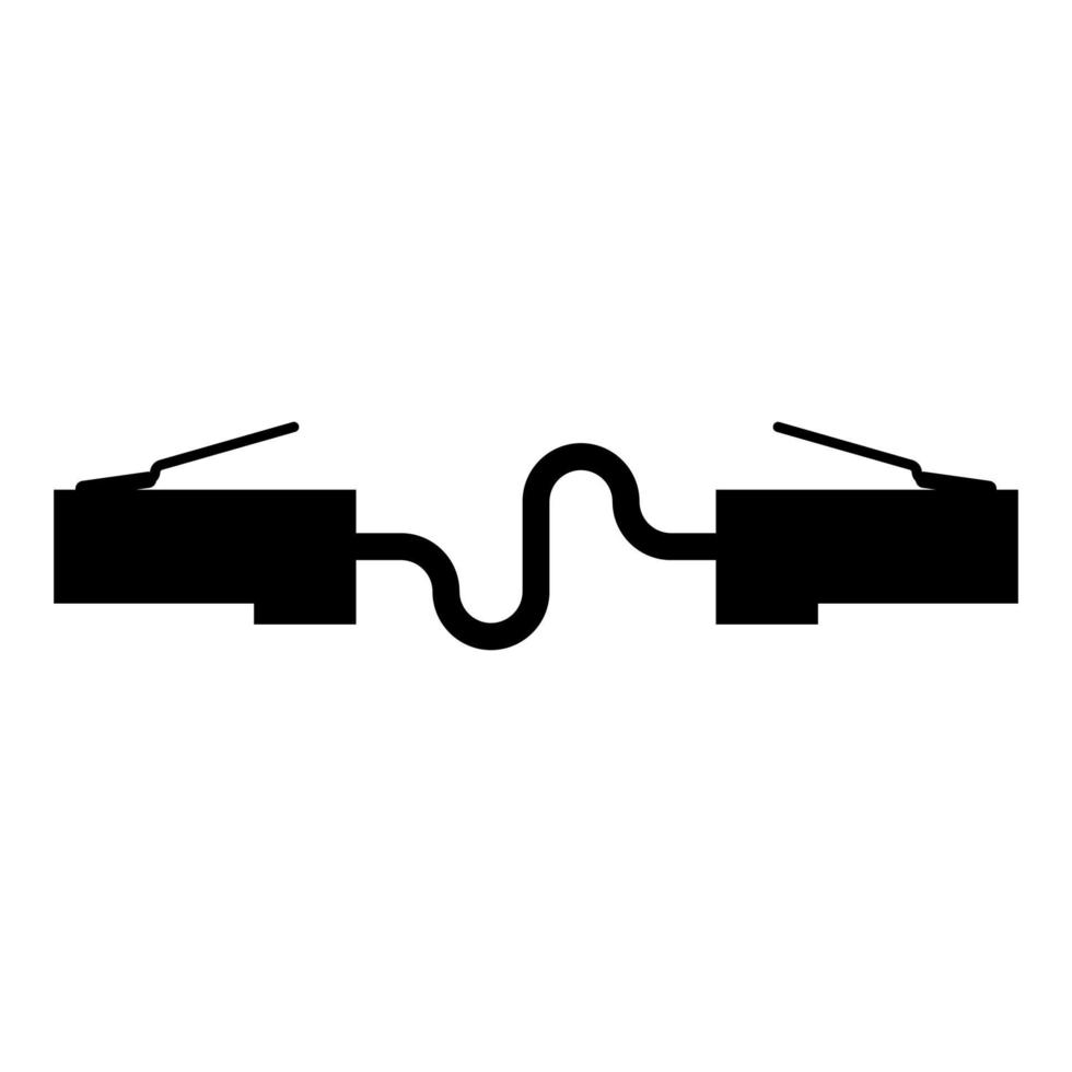 connecteur réseau cordon de raccordement câble ethernet fil lan icône illustration vectorielle de couleur noire image de style plat vecteur