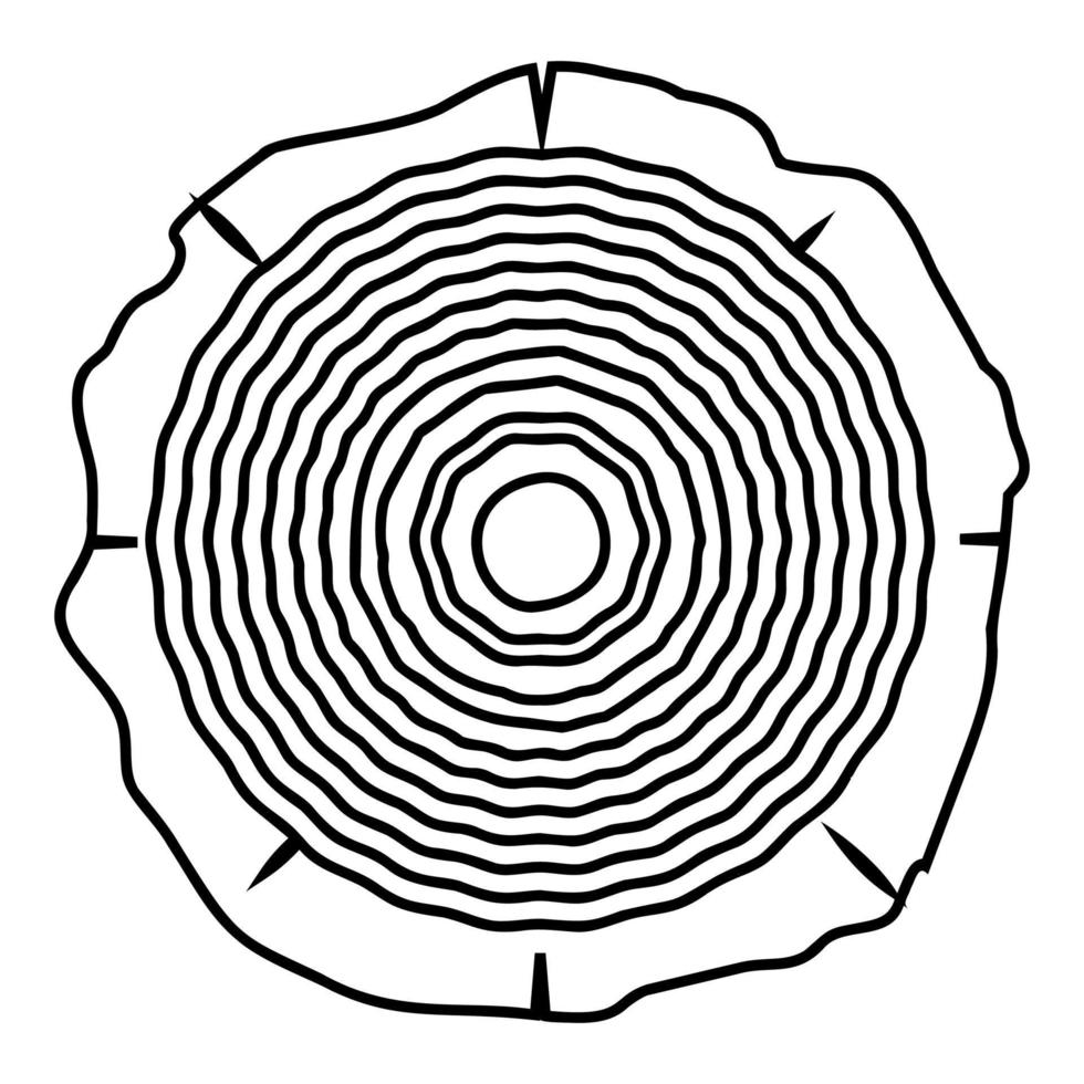 Arbre coupé bois anneaux tronc bois texture bois icône contour noir couleur illustration vectorielle image de style plat vecteur