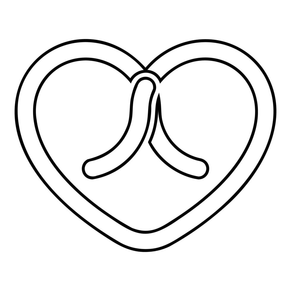 arc attaché coeur icône contour noir couleur illustration vectorielle image de style plat vecteur