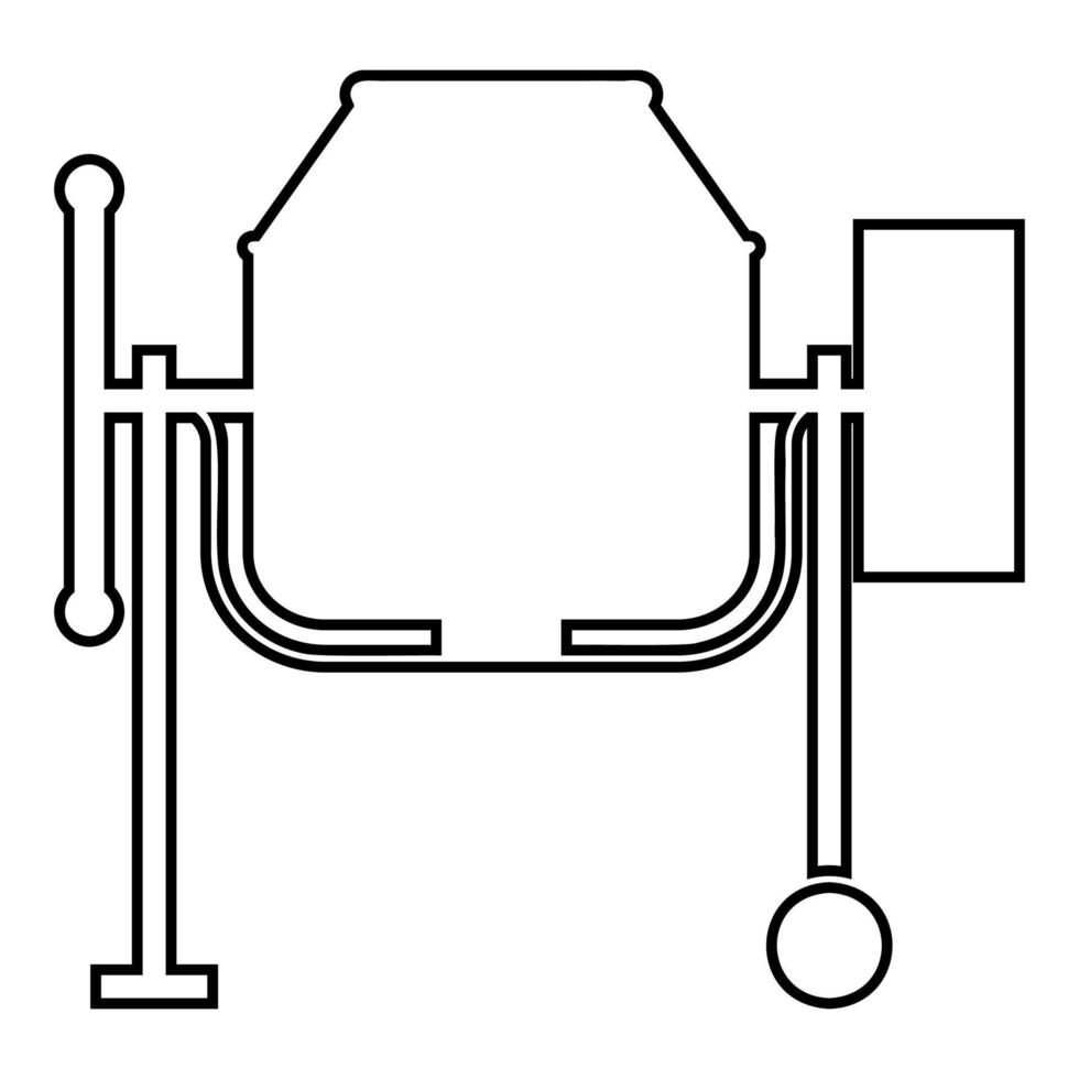 bétonnière ciment machine icône contour noir couleur illustration vectorielle image de style plat vecteur