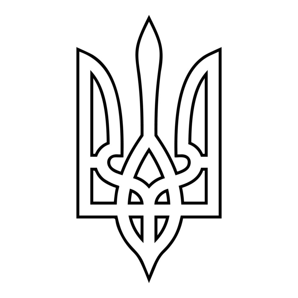 armoiries de l'ukraine emblème d'état symbole national ukrainien trident icône contour noir couleur illustration vectorielle image de style plat vecteur