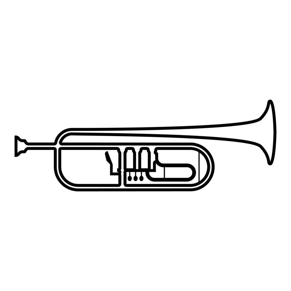 trompette clarion instrument de musique icône contour noir couleur illustration vectorielle image de style plat vecteur