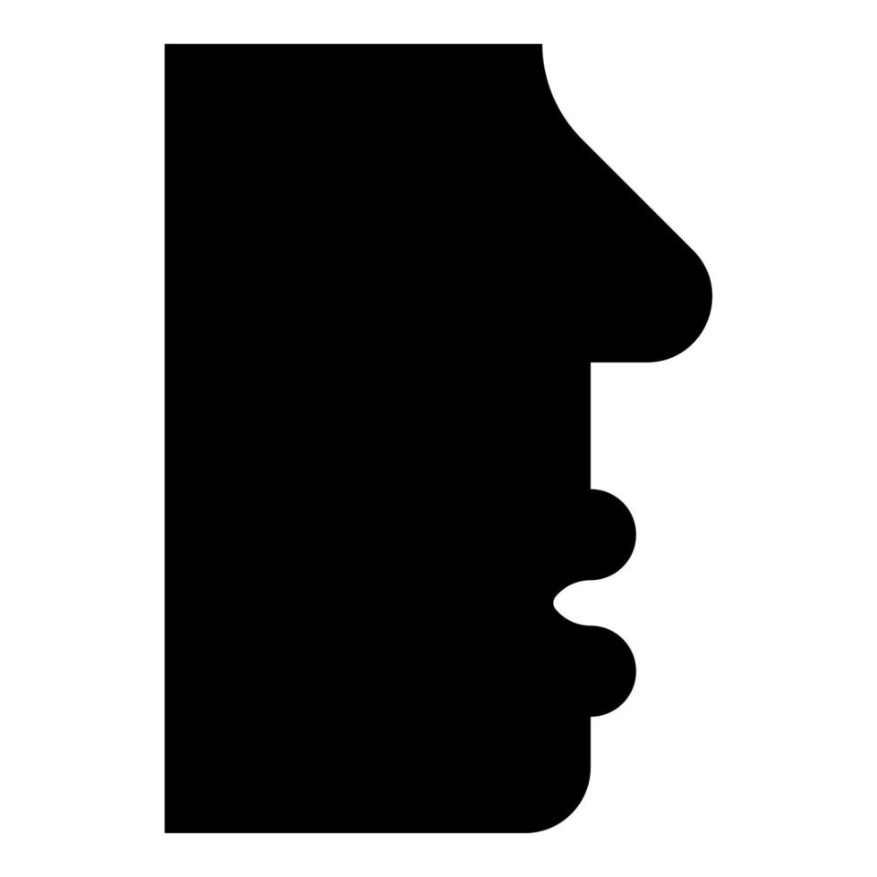 Visage humain vue de côté tête bouche nez lèvre profil masculin personne silhouette icône illustration vectorielle de couleur noire image de style plat vecteur