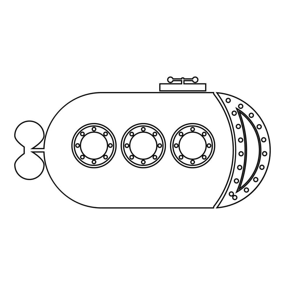 bathyscaphe sous-marin bateau navire sous-marin icône contour noir couleur illustration vectorielle image de style plat vecteur