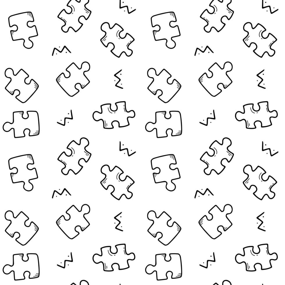 motif noir et blanc harmonieux avec des puzzles et des éléments abstraits. texture sans fin de vecteur dans le style doodle.