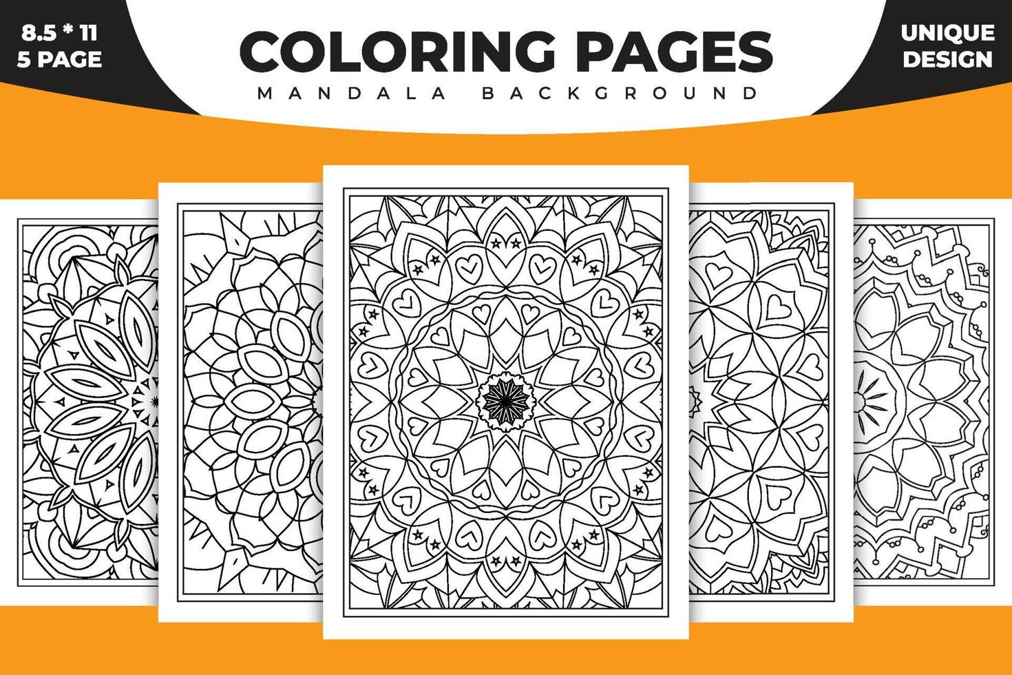 vecteur de modèle de mandala. coloriage fond de mandala. illustration d'art en ligne. livre de coloriage mandala kdp. modèle de page de coloriage noir et blanc. conception de page de coloriage de mandala. intérieur.