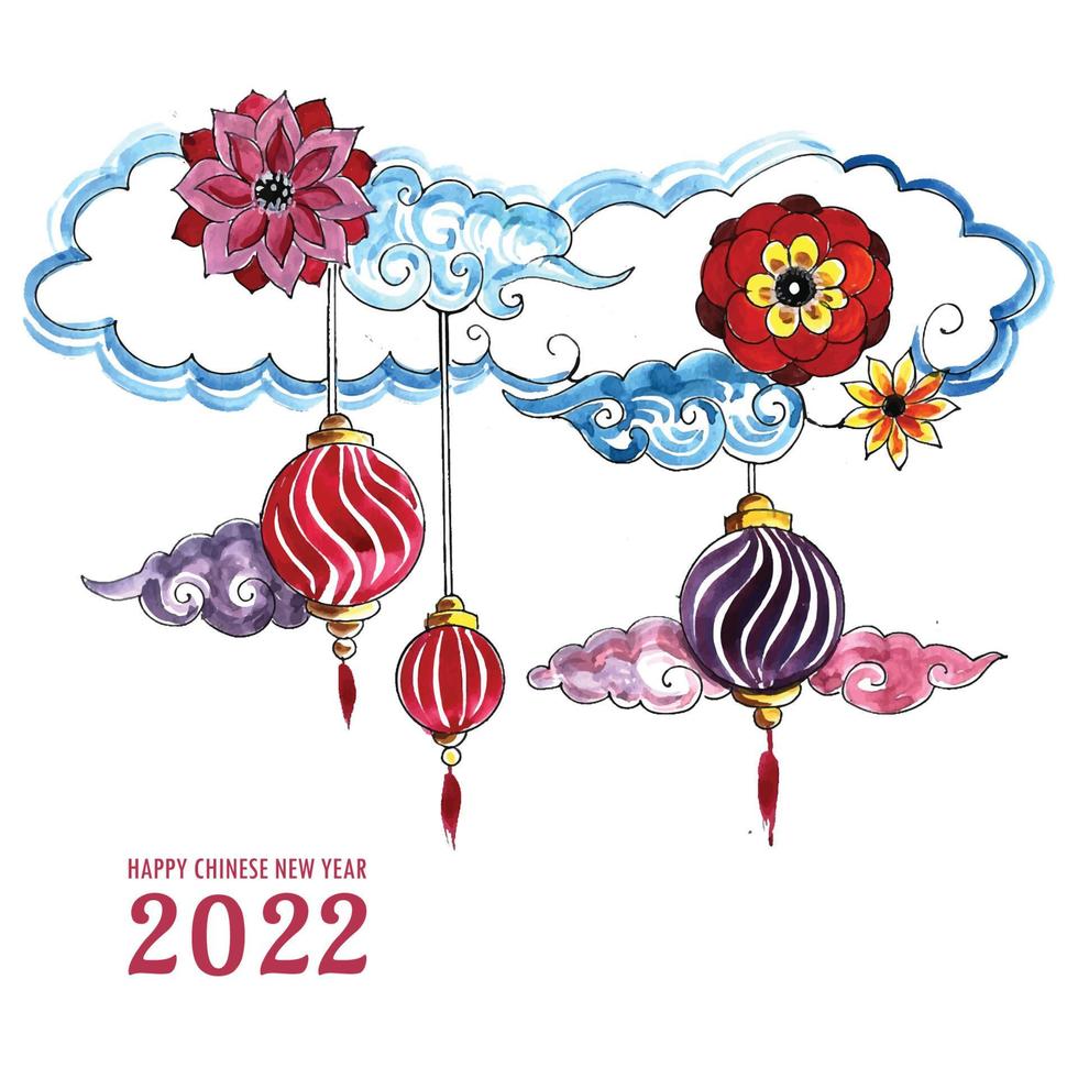 belle conception de cartes de vacances du nouvel an chinois 2022 vecteur