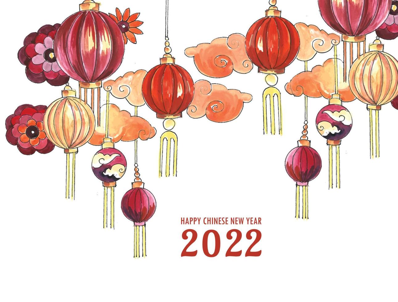 fond de vacances de carte de voeux de nouvel an chinois 2022 vecteur