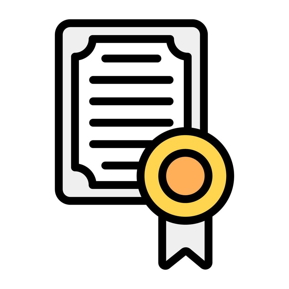 icône de diplôme, document certifié dans un style plat vecteur