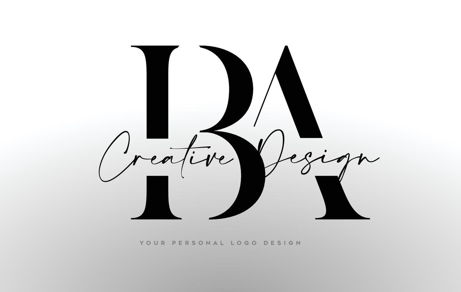 icône de conception de logo de lettre ba avec police serif et illustration vectorielle de lettres créatives unies vecteur