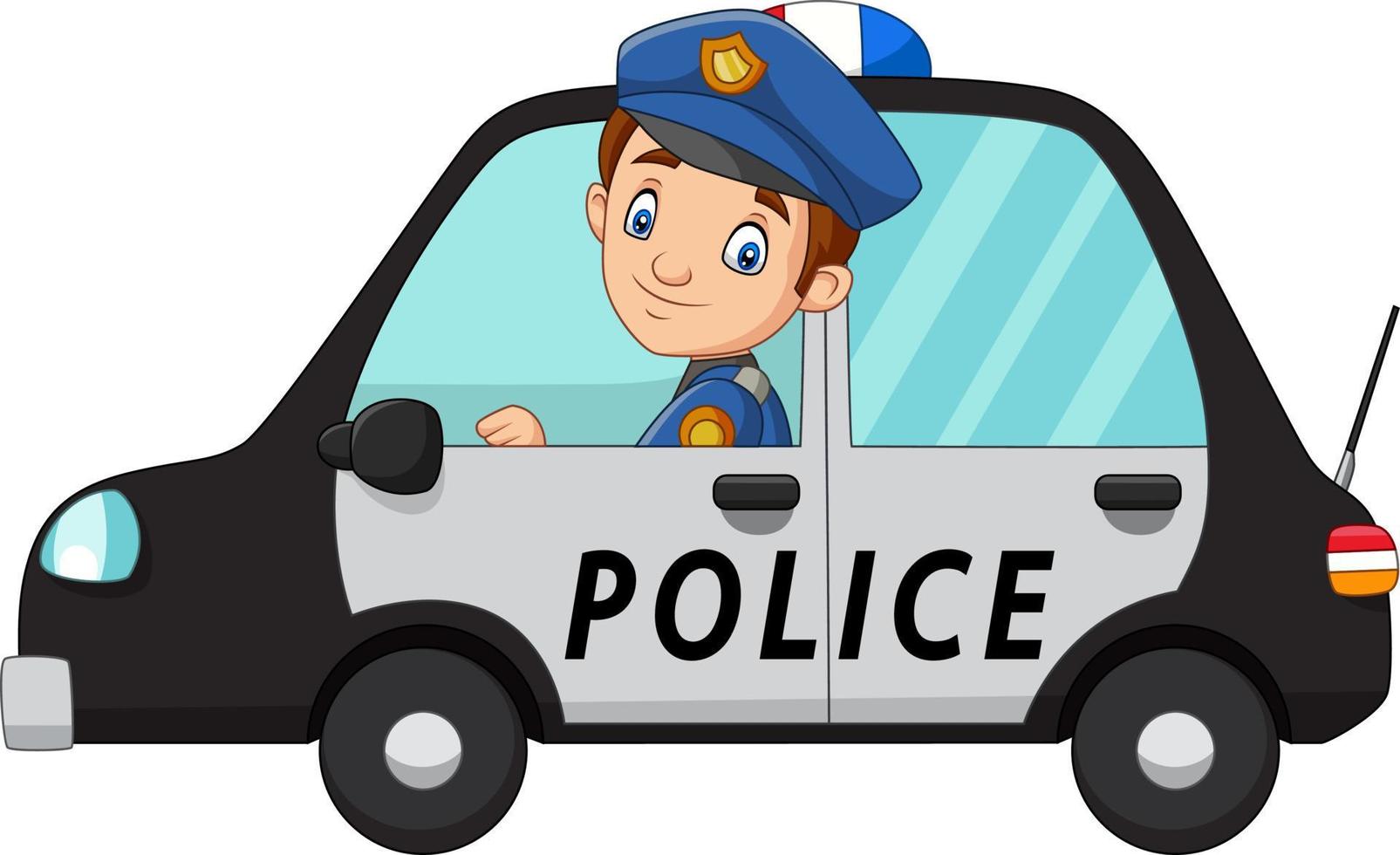 voiture de conducteur de police de dessin animé vecteur