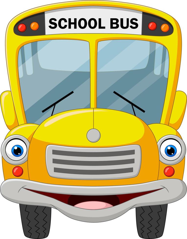 autobus scolaire drôle de dessin animé isolé sur fond blanc vecteur