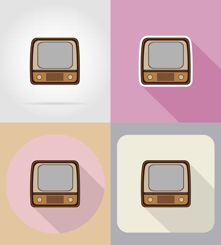 vieux rétro vintage tv icônes plat vector illustration