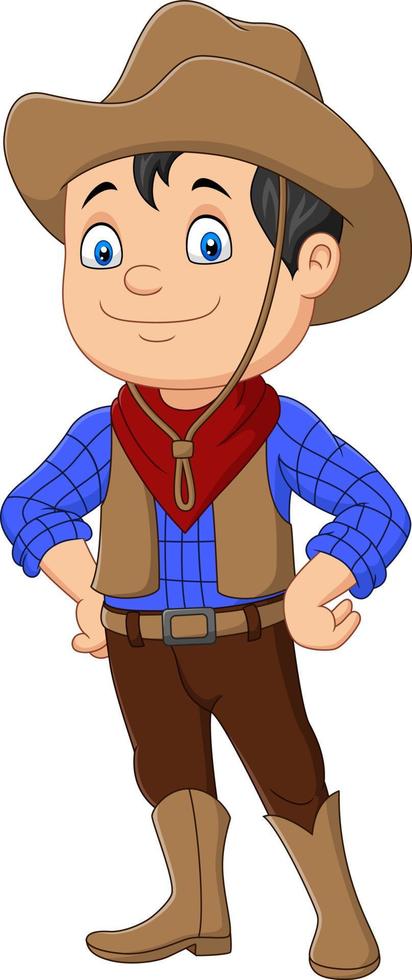 enfant de cow-boy de dessin animé portant un costume occidental vecteur