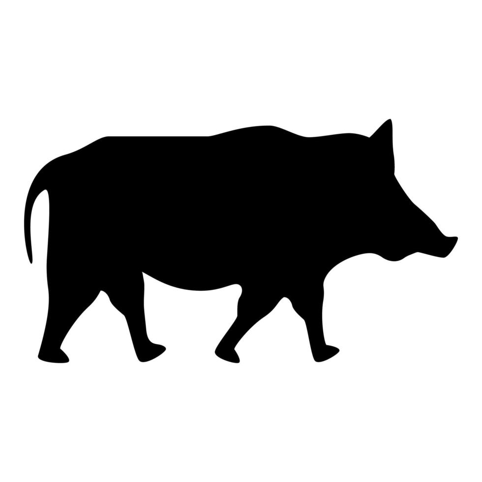 sanglier, cochon sauvage, porc, phacochère, icône, noir, couleur, vecteur, illustration, plat, style, image vecteur