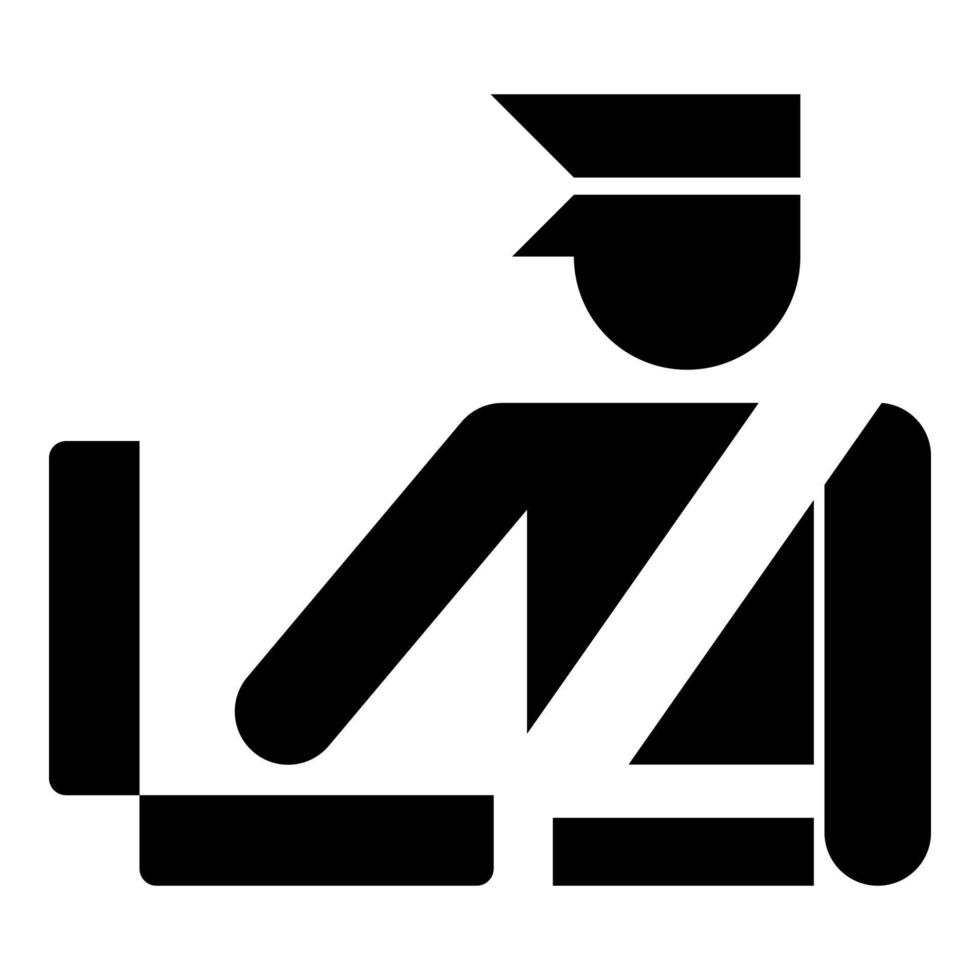concept de contrôle aux frontières douanier vérifier les bagages contrôle détaillé des bagages contrôle des bagages signe icône illustration vectorielle de couleur noire image de style plat vecteur