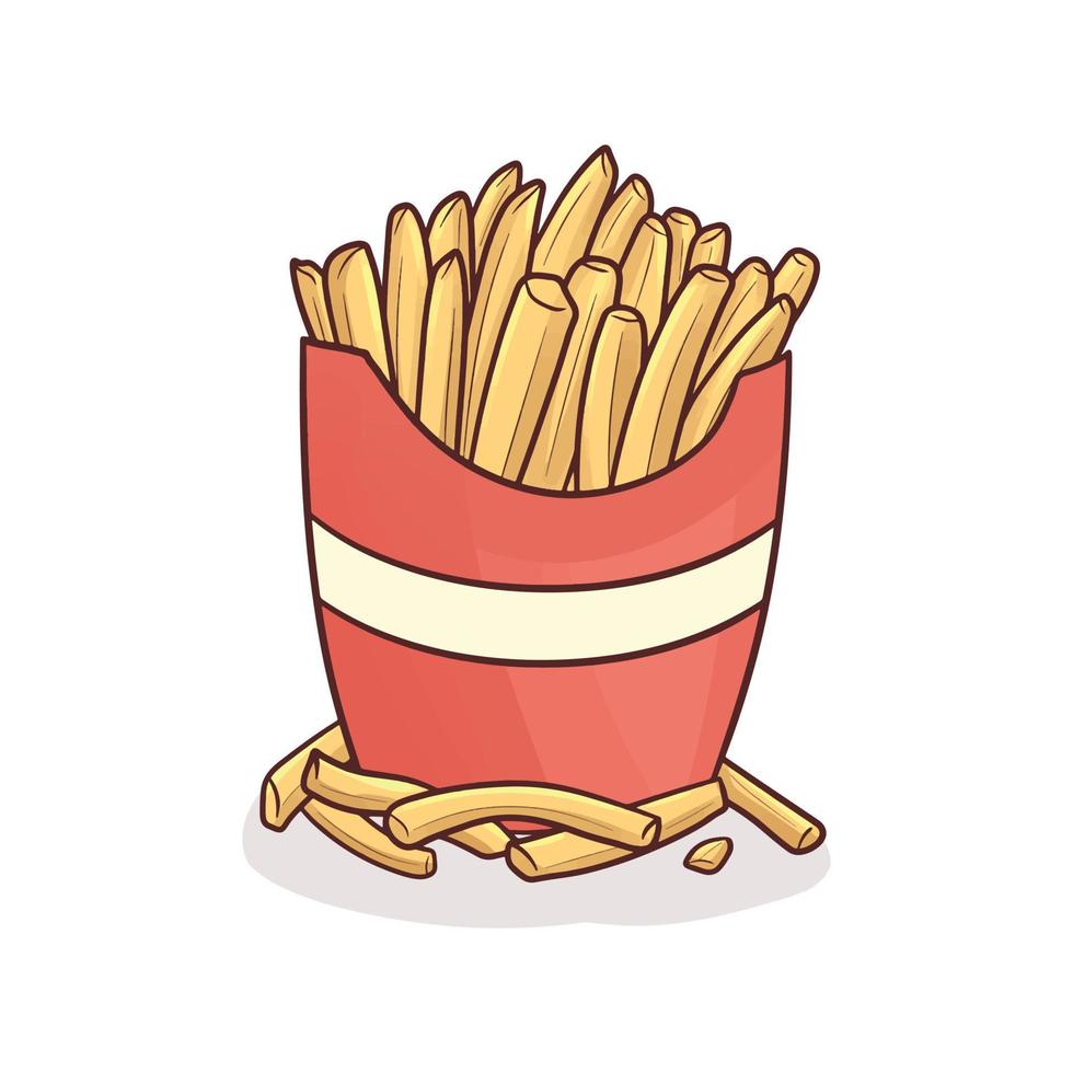 frites dessinées à la main isolées vecteur