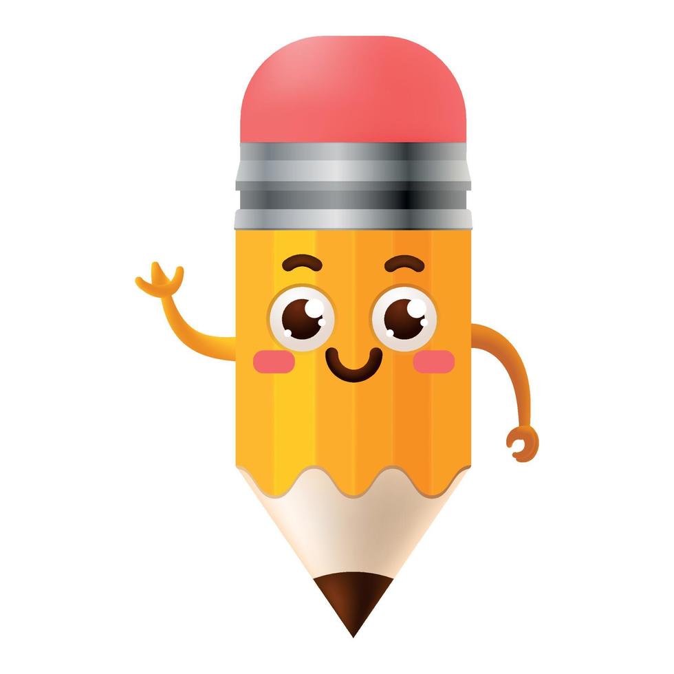 mascotte drôle de crayon amical avec illustration vectorielle de visage heureux vecteur