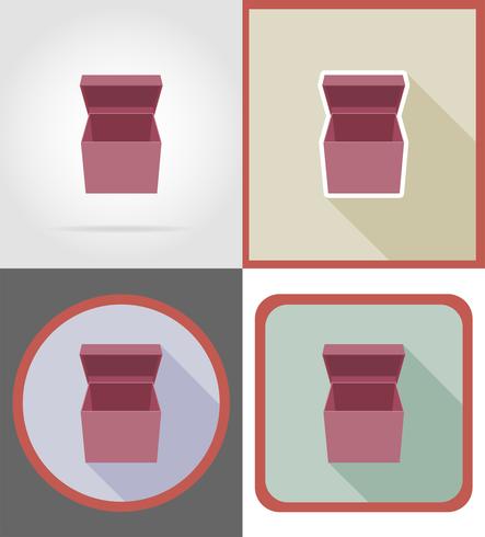 icônes de plat livraison boîte en carton vector illustration