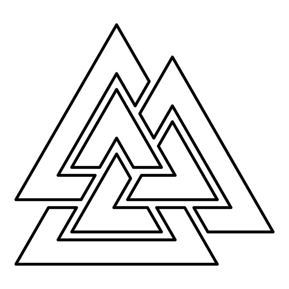 valknut signe symblol icône vecteur de couleur noire