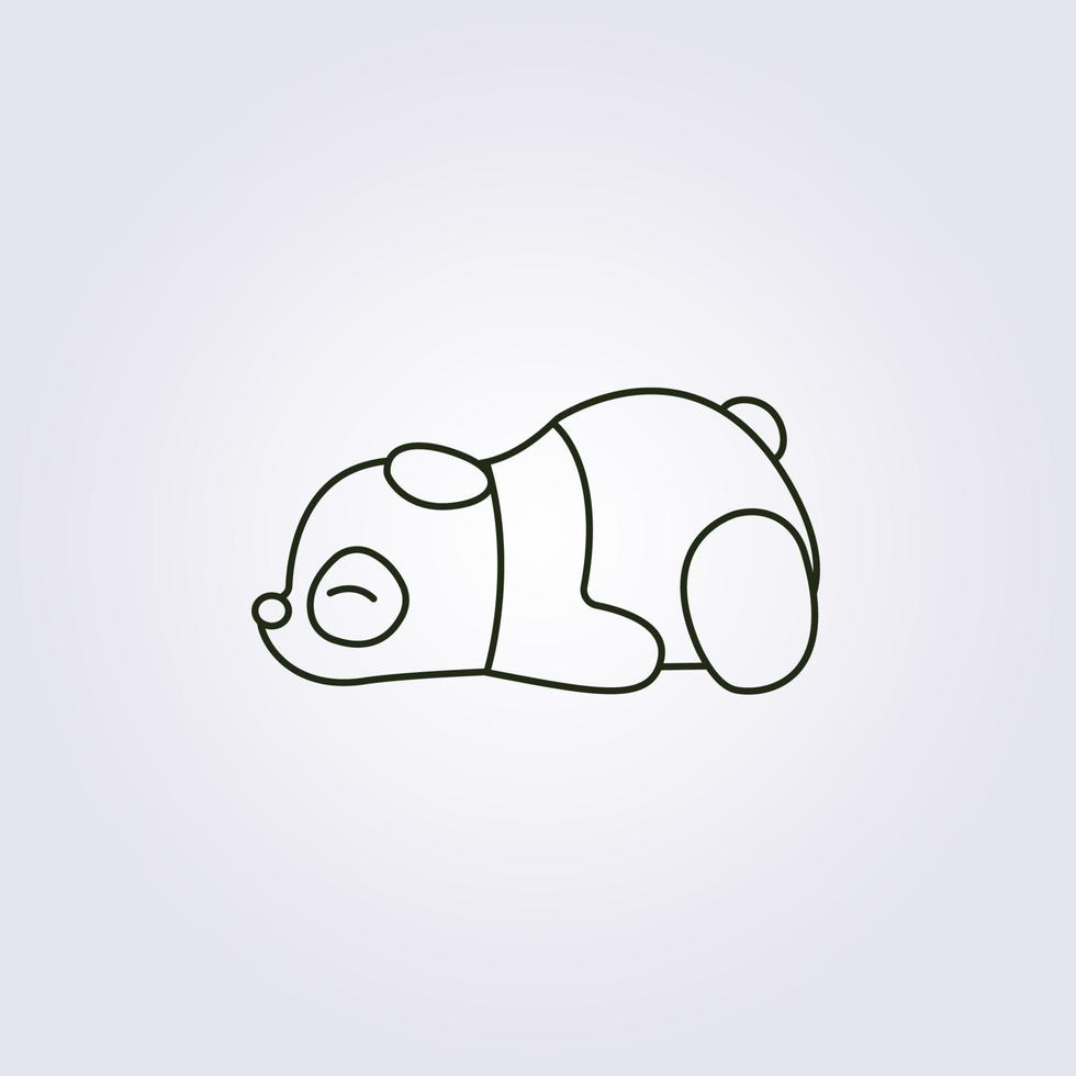 panda paresseux, sommeil bébé panda dessin au trait icône logo symbole illustration vecteur modèle graphique de conception pour l'impression, vêtements, t-shirt, casquette