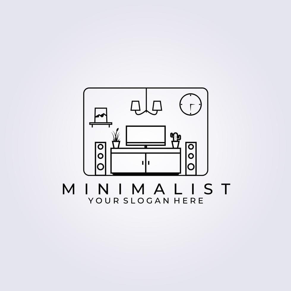conception d'illustration vectorielle de logo de meubles minimalistes, logo de meubles d'art de ligne de table vecteur