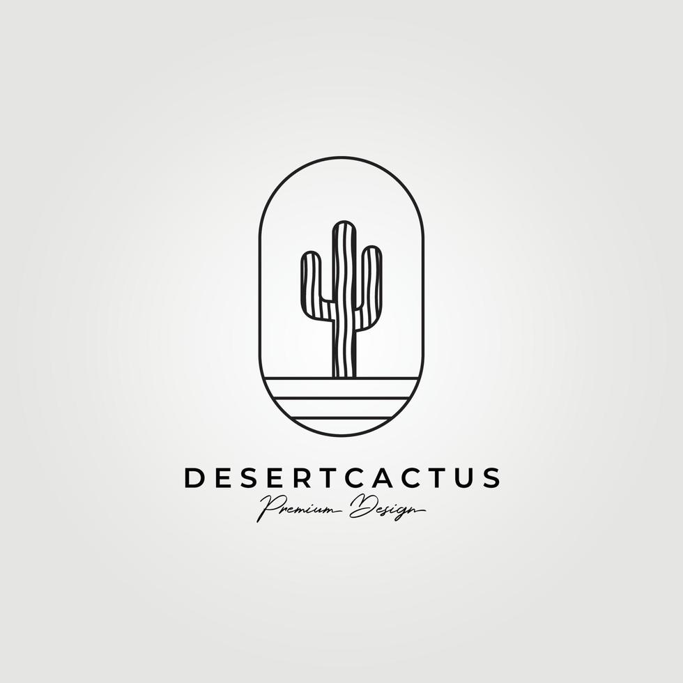 cactus d'art en ligne, conception d'illustration vectorielle de logo de cactus simple et élégante, logo monoline vecteur