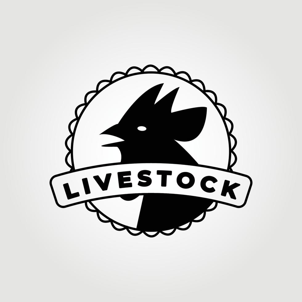 logo de bétail, vecteur de coq, illustration graphique de conception vintage