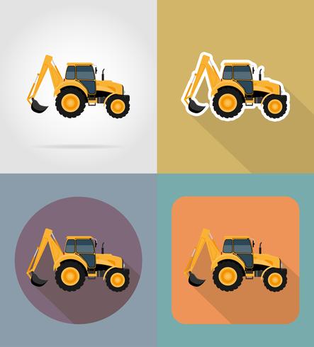 tracteur plat icônes vector illustration