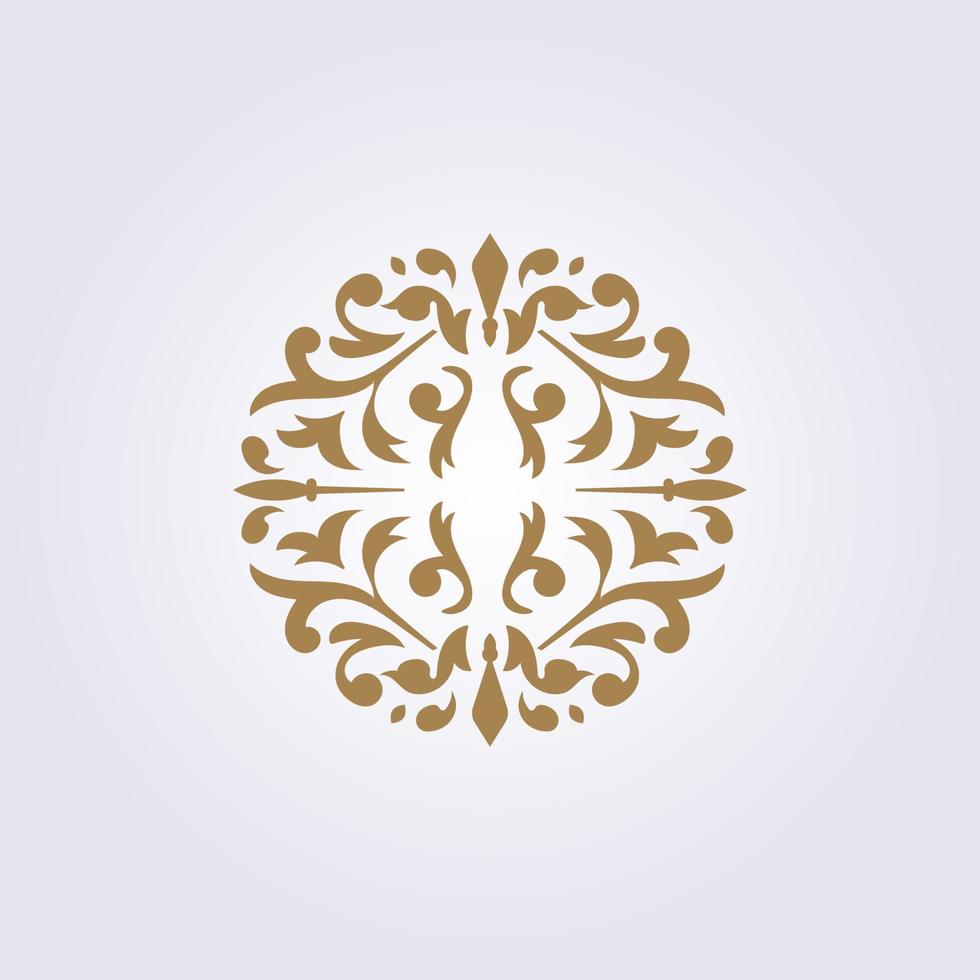 motif de fleur d'or abstrait, élément cercle insigne emblème illustration vecteur symbole ornement design