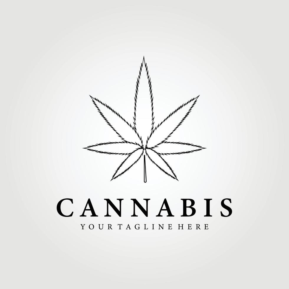 cannabis logo vector illustration design graphique, concept d'art en ligne simple