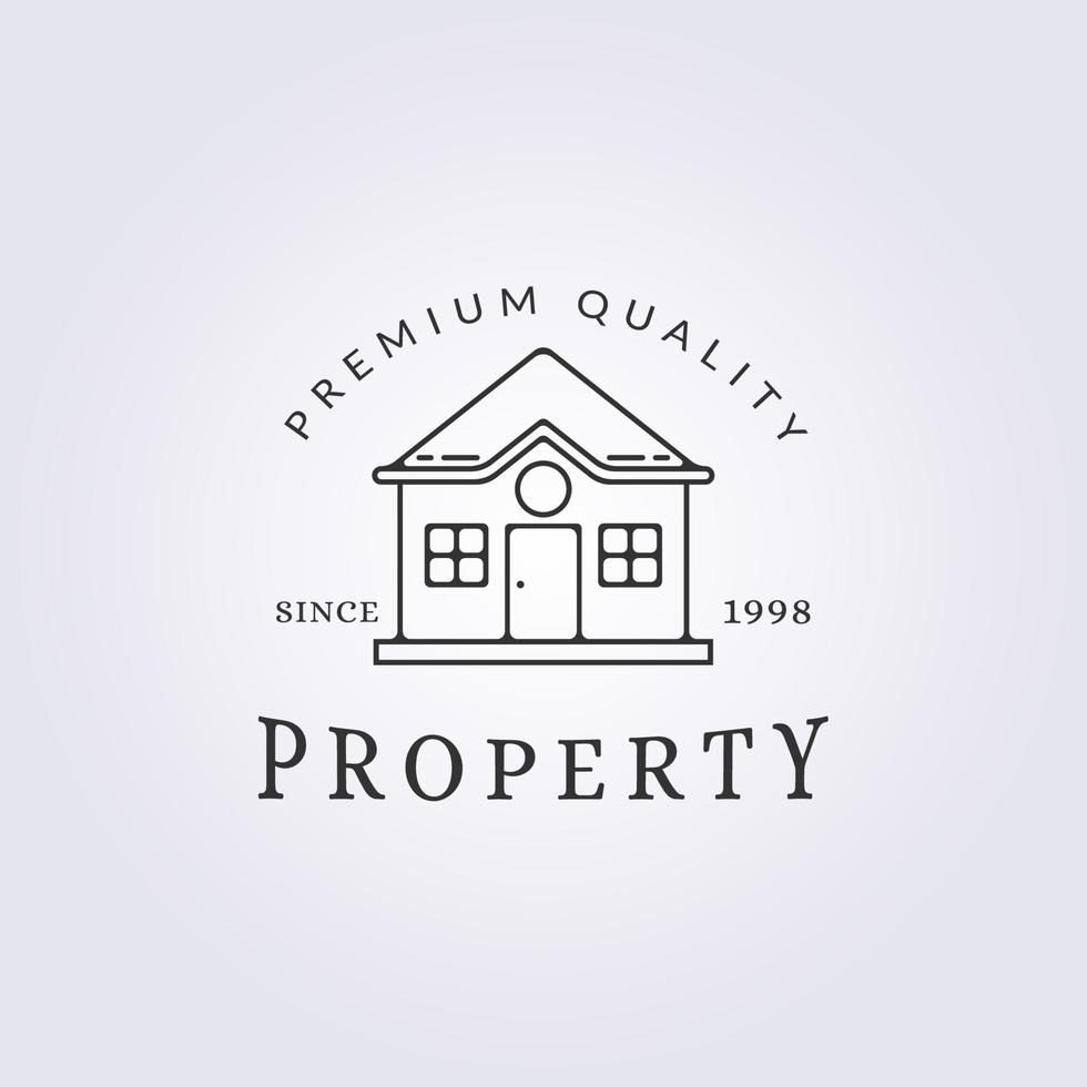 propriété de la maison, conception d'illustration d'art en ligne simple vecteur de logo de vente à domicile