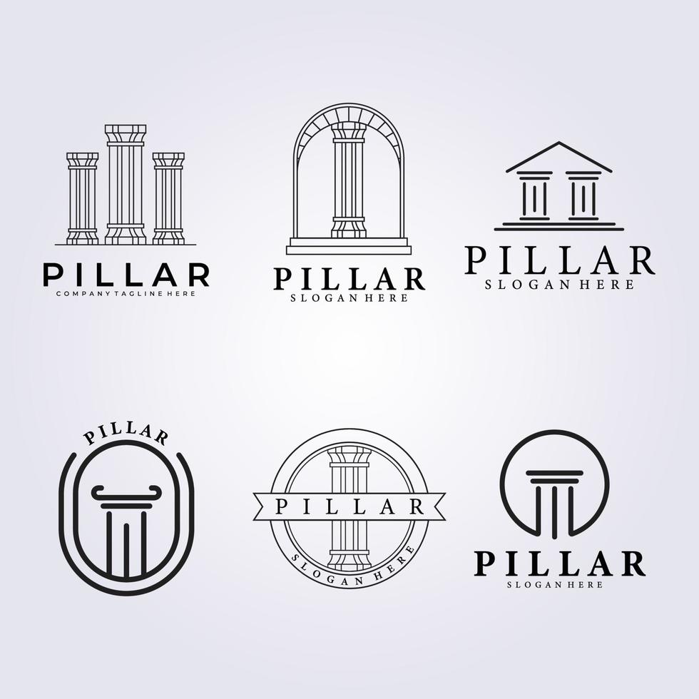 paquet pilier justice loi logo icône symbole ensemble paquet divers vecteur illustration conception