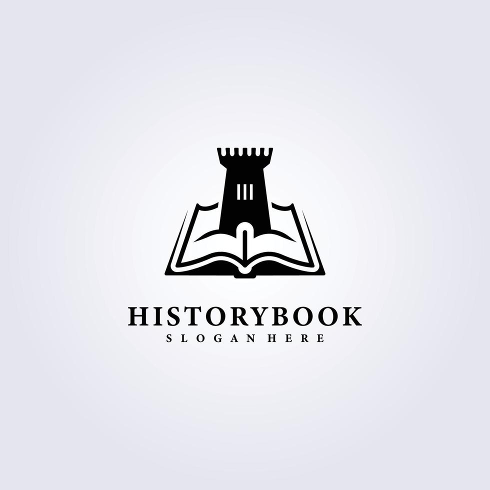 château fantastique passer d'un logo de livre conception d'illustration vectorielle conception de logo ancien classique vintage vecteur