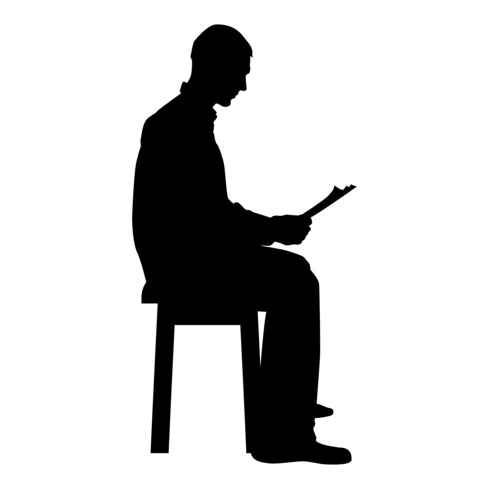 homme assis lecture silhouette concept apprentissage vecteur