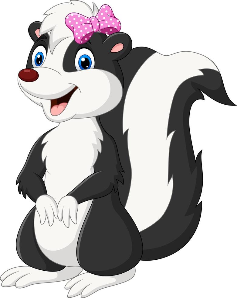 dessin animé mignon skunk girl sur fond blanc vecteur