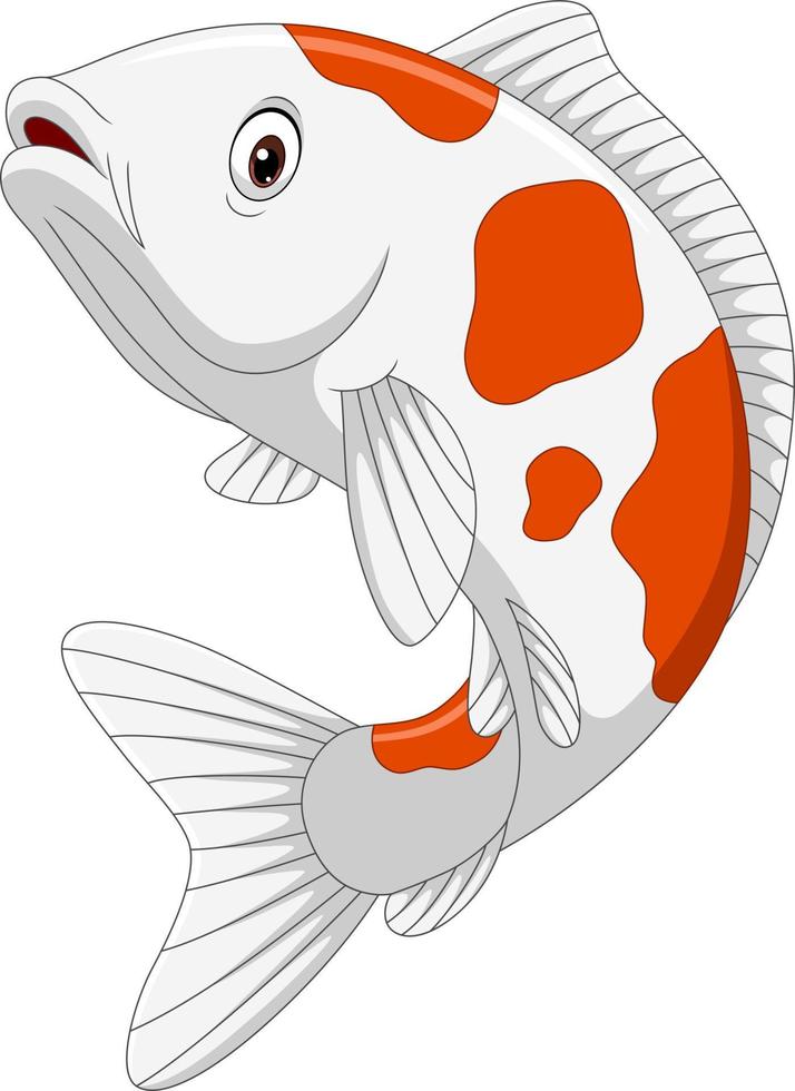 poisson koi de dessin animé sur fond blanc vecteur