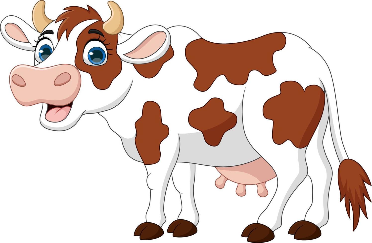 heureux, dessin animé, vache, isolé, blanc, fond vecteur