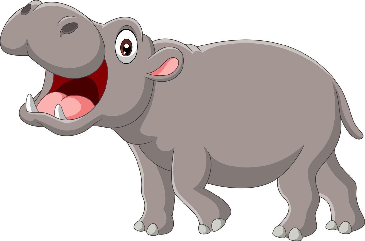 hippopotame de dessin animé avec la bouche ouverte vecteur