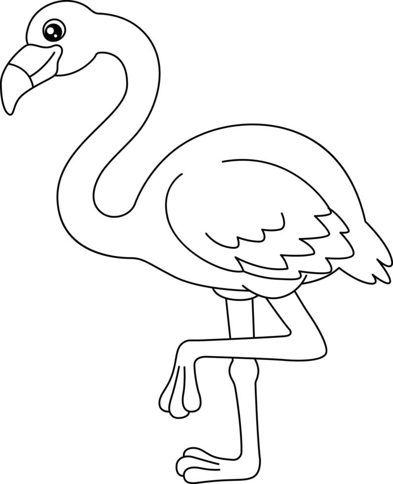 Coloriage flamant rose isolé pour les enfants vecteur