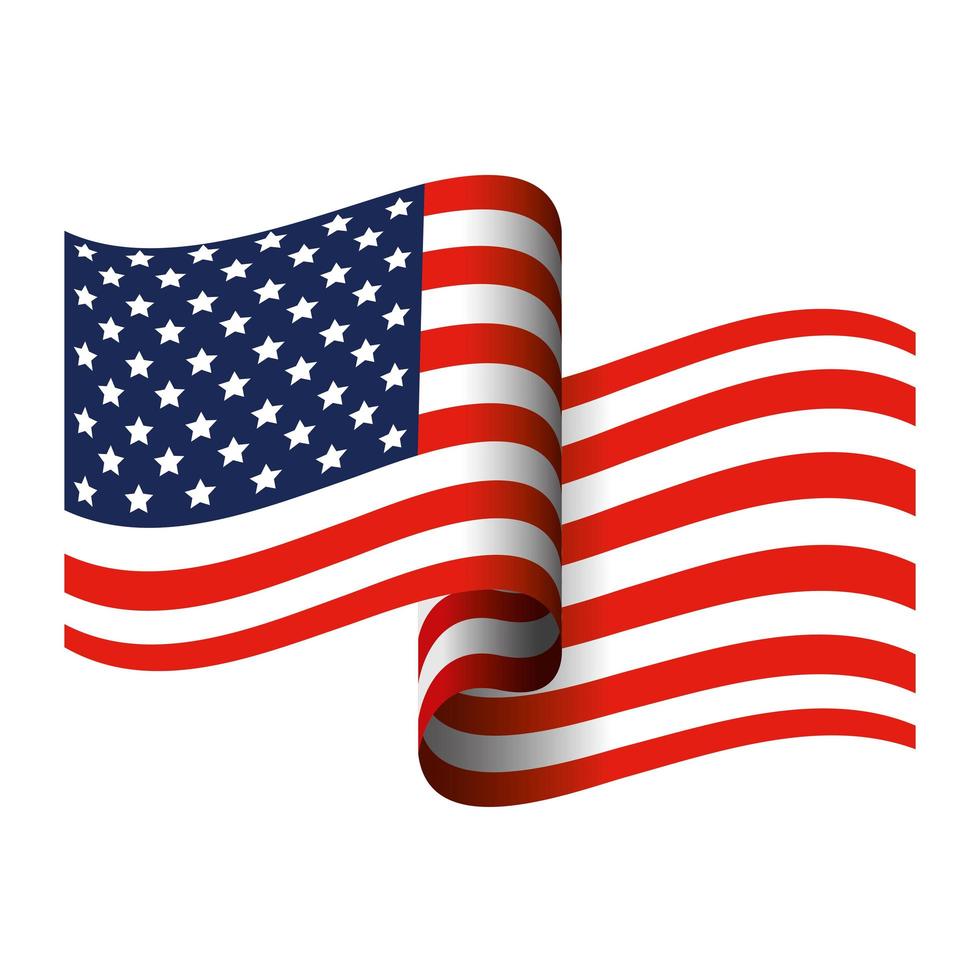 drapeau des états-unis d'amérique sur fond blanc vecteur