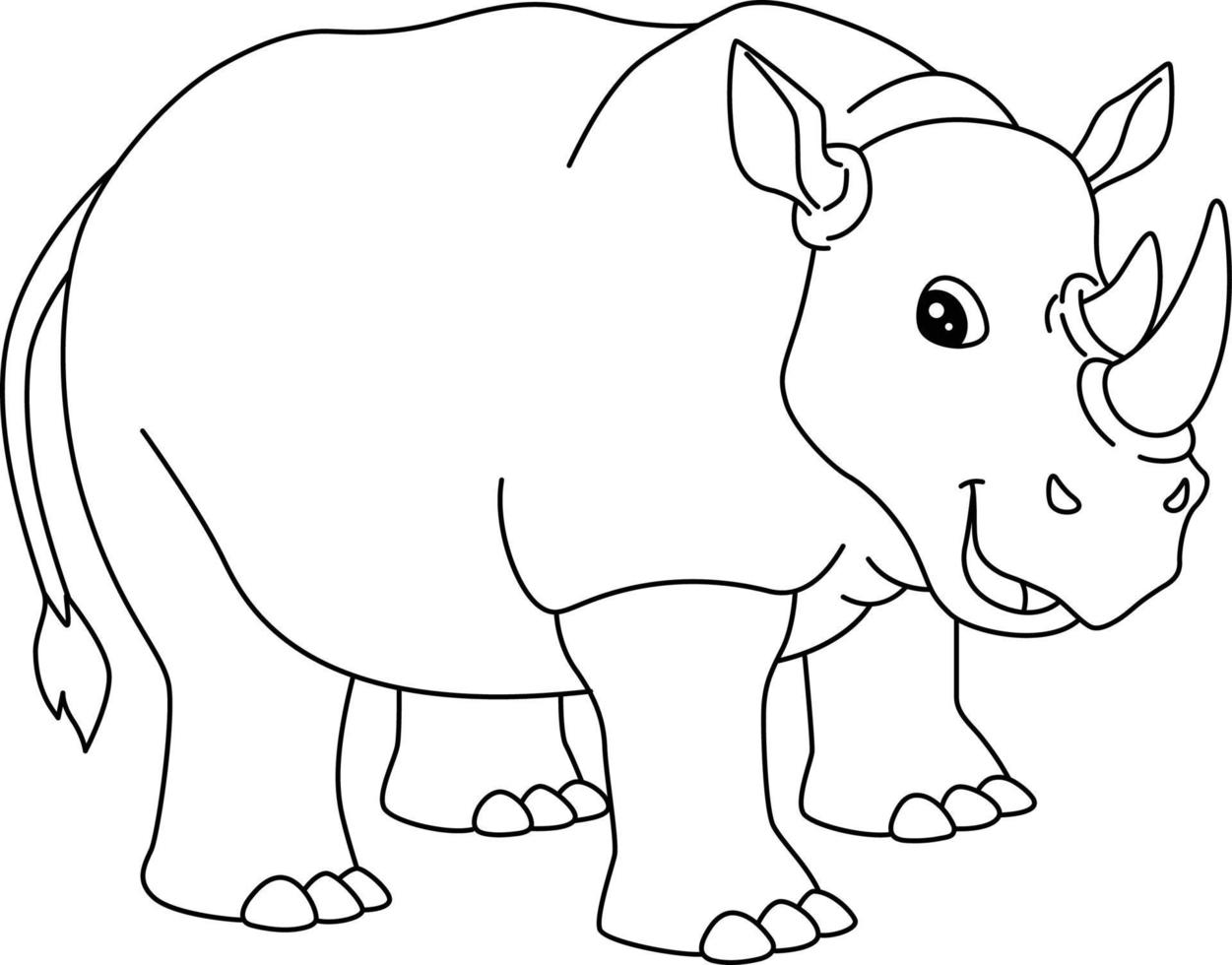 coloriage de rhinocéros isolé pour les enfants vecteur