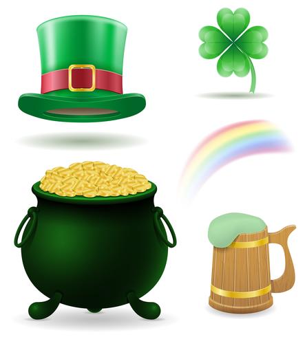 saint patrick&#39;s set icônes illustration vectorielle stock vecteur