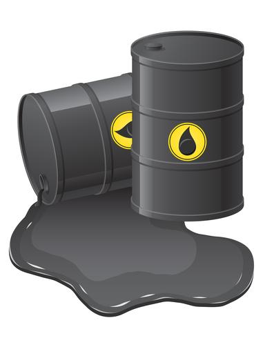 barils noirs avec illustration vectorielle de pétrole déversé vecteur