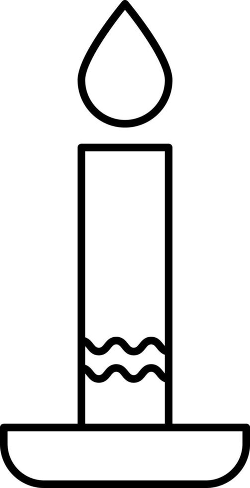 bougie avec vecteur d'icône de contour croisé